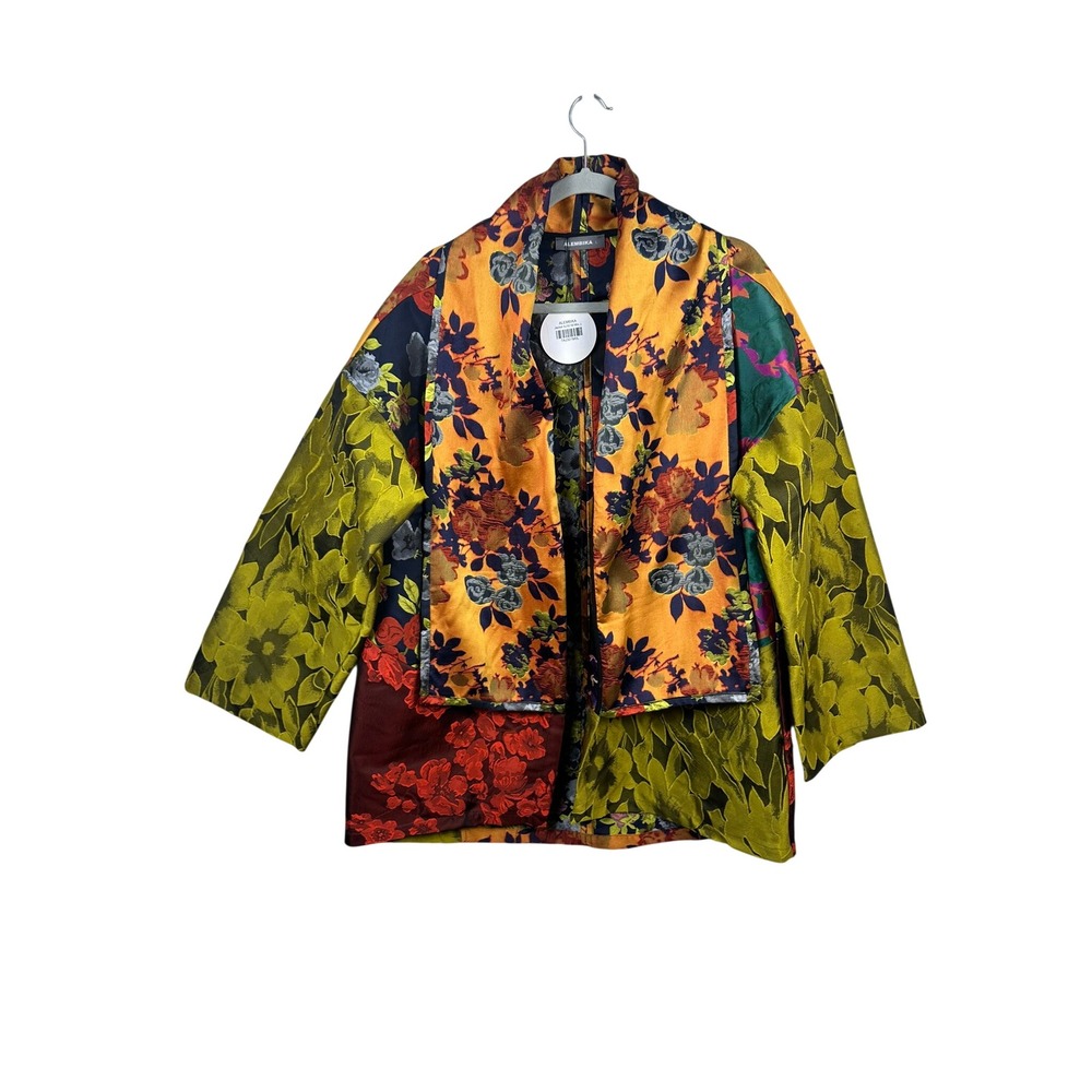 Alembika Patchwork Floral Brocade Kimono Jacket Women Large Multi NWT AJ301M